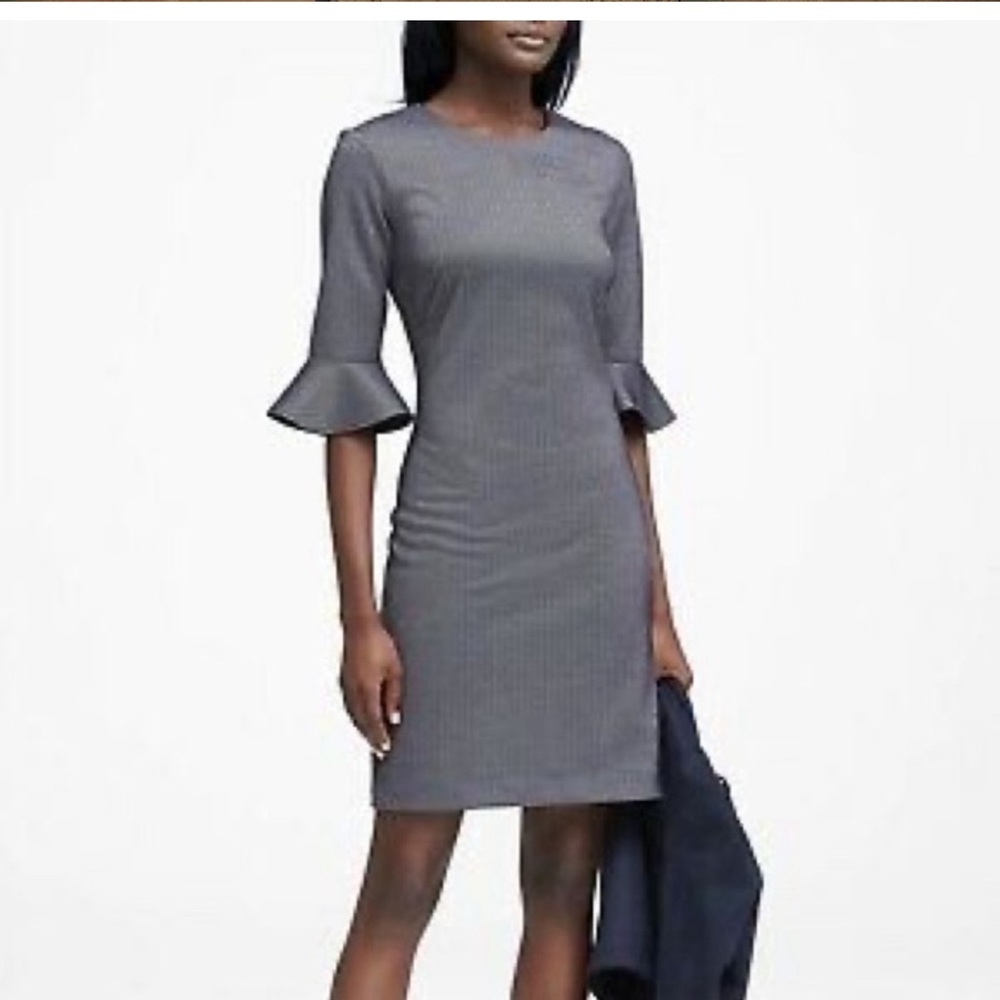Banana Republic Herringbone Ponte Flutter-Sleeve Dress, Size: 4